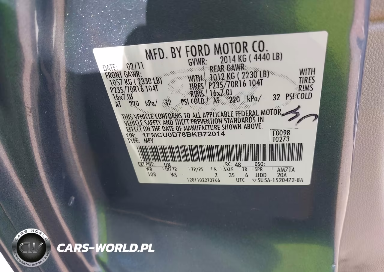 2011 Ford Escape Xlt VIN:1FMCU0D78BKB72014 - 9