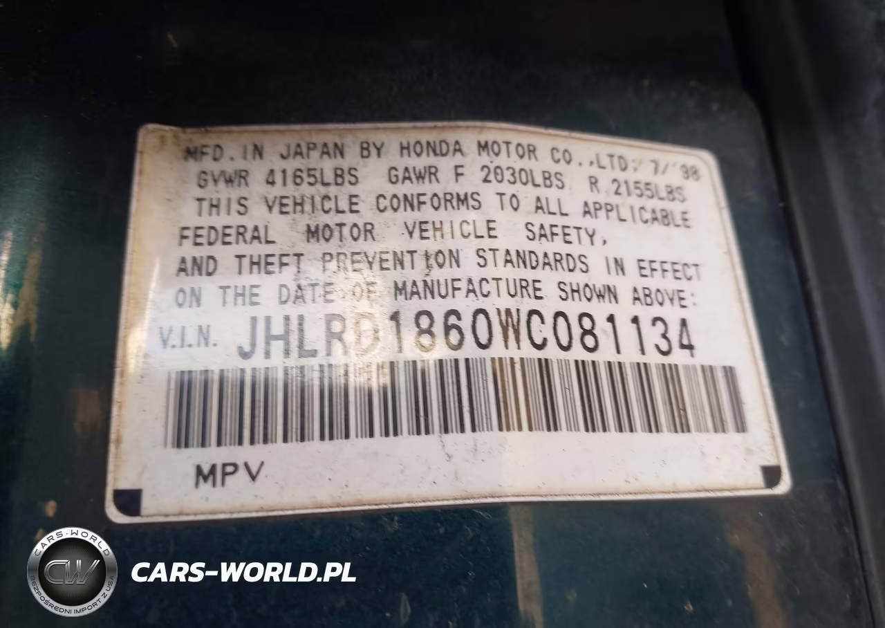 1998 Honda Cr-V Ex VIN:JHLRD1860WC081134 - 9