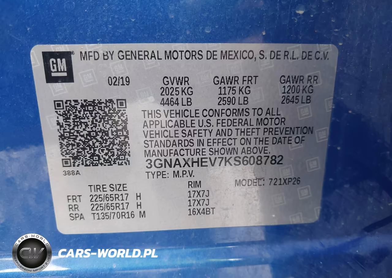 2019 Chevrolet Equinox Ls VIN:3GNAXHEV7KS608782 - 9