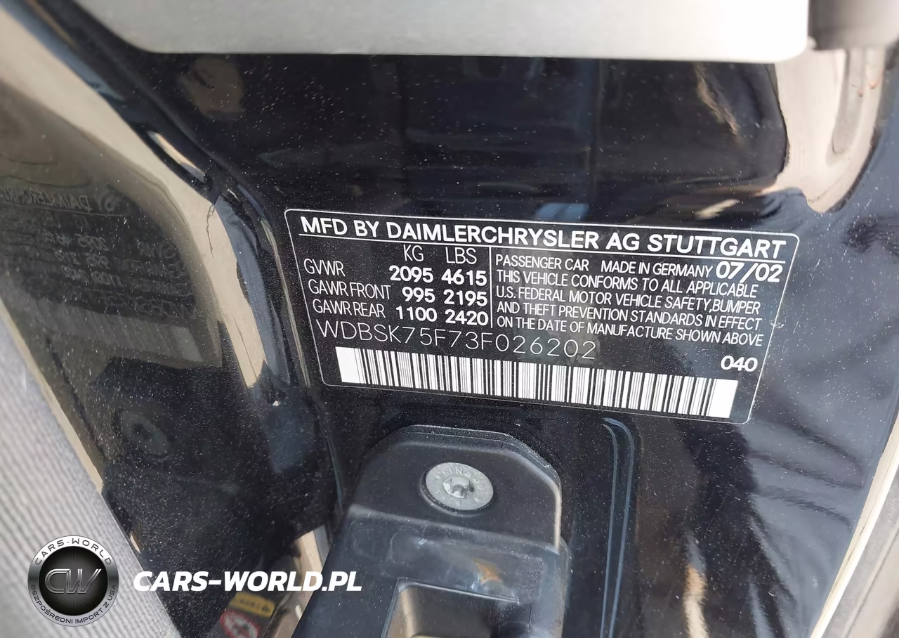 2003 Mercedes-Benz Sl 500 VIN:WDBSK75F73F026202 - 9