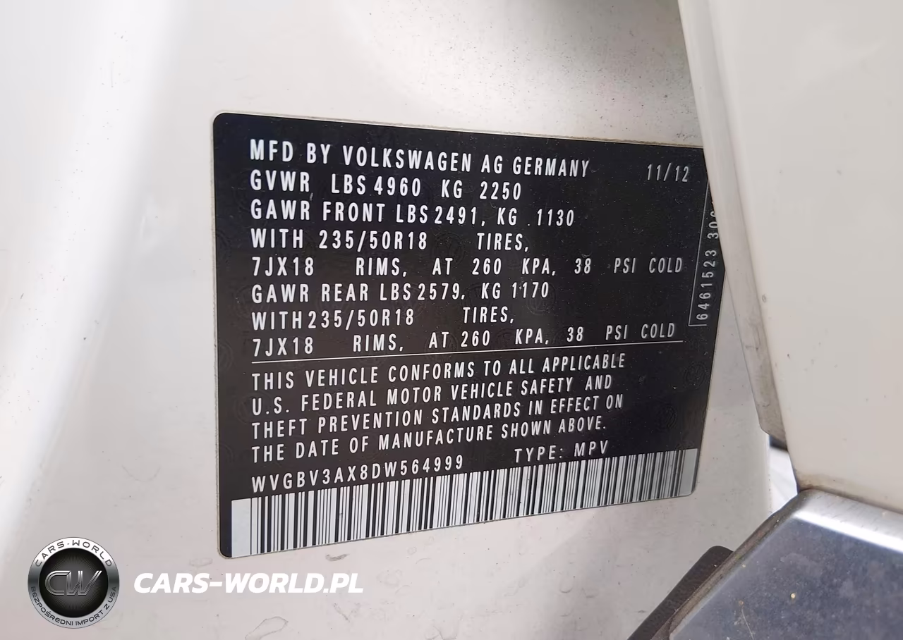 2013 Volkswagen Tiguan Se VIN:WVGBV3AX8DW564999 - 9