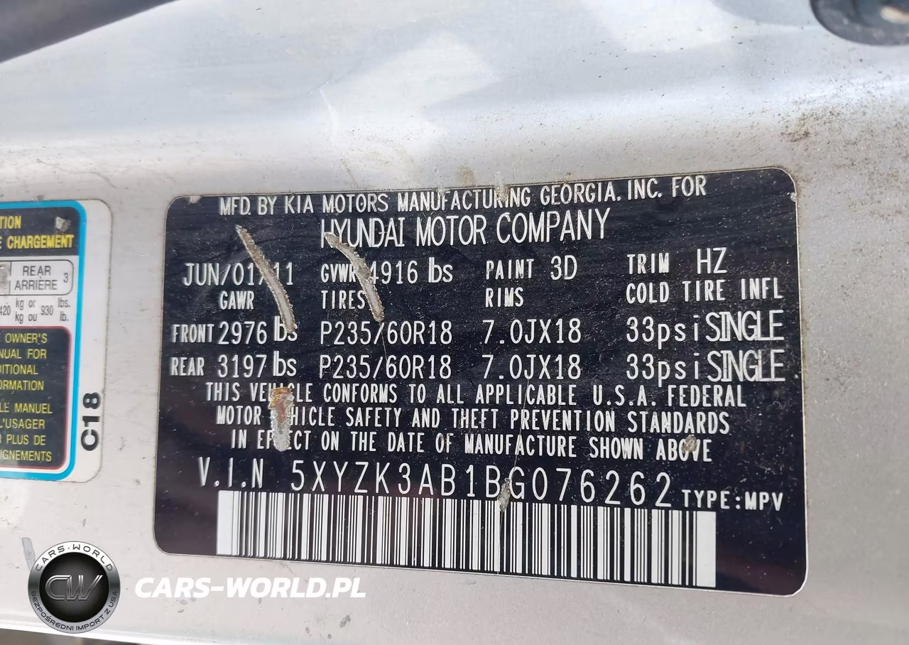 2011 Hyundai Santa Fe Limited VIN:5XYZK3AB1BG076262 - 9