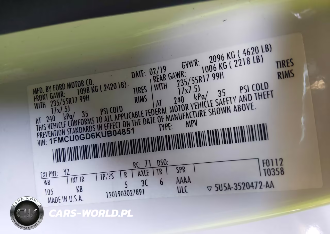 2019 Ford Escape Se VIN:1FMCU0GD6KUB04851 - 9
