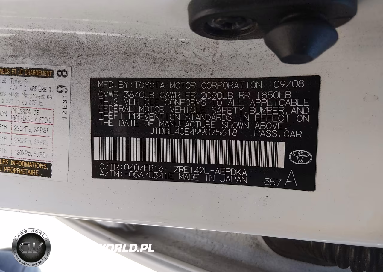 2009 Toyota Corolla Le VIN:JTDBL40E499075618 - 9