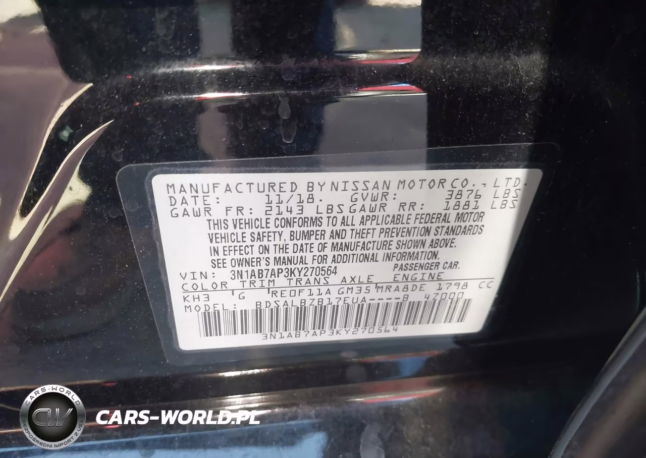 2019 Nissan Sentra S VIN:3N1AB7AP3KY270564 - 9