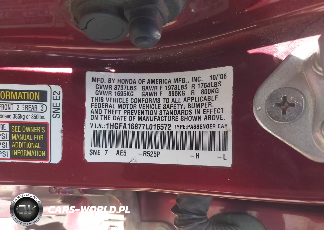2007 Honda Civic Ex VIN:1HGFA16877L016572 - 9