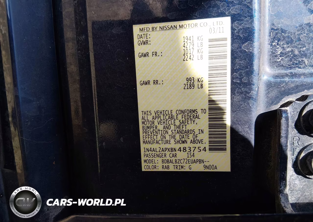 2011 Nissan Altima 2.5 S VIN:1N4AL2APXBN483754 - 9