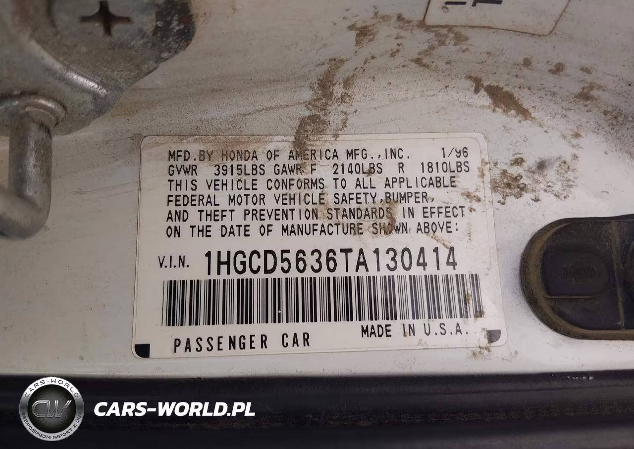 1996 Honda Accord Lx-Ex VIN:1HGCD5636TA130414 - 9