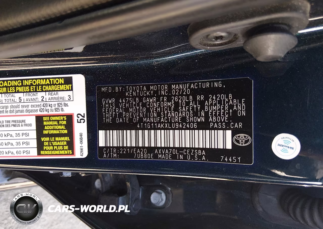 2020 Toyota Camry Se VIN:4T1G11AKXLU942406 - 9