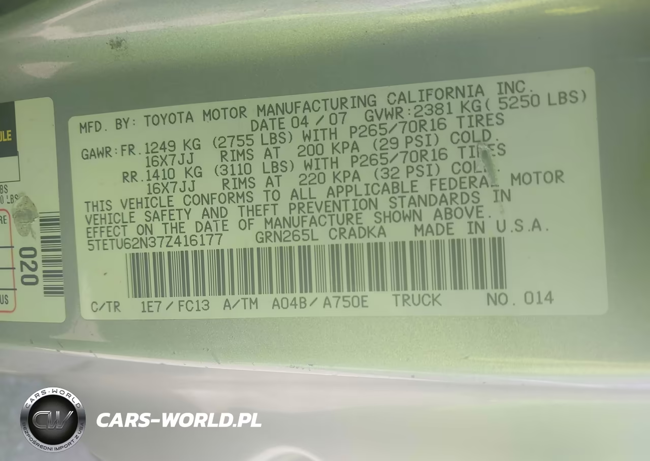 2007 Toyota Tacoma Prerunner V6 VIN:5TETU62N37Z416177 - 9