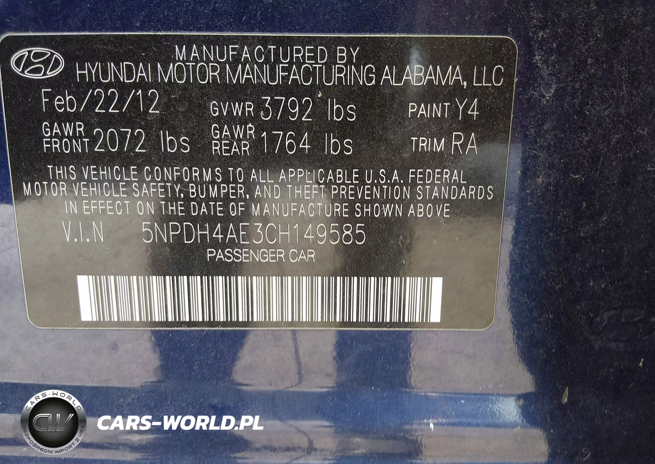 2012 Hyundai Elantra Limited VIN:5NPDH4AE3CH149585 - 9