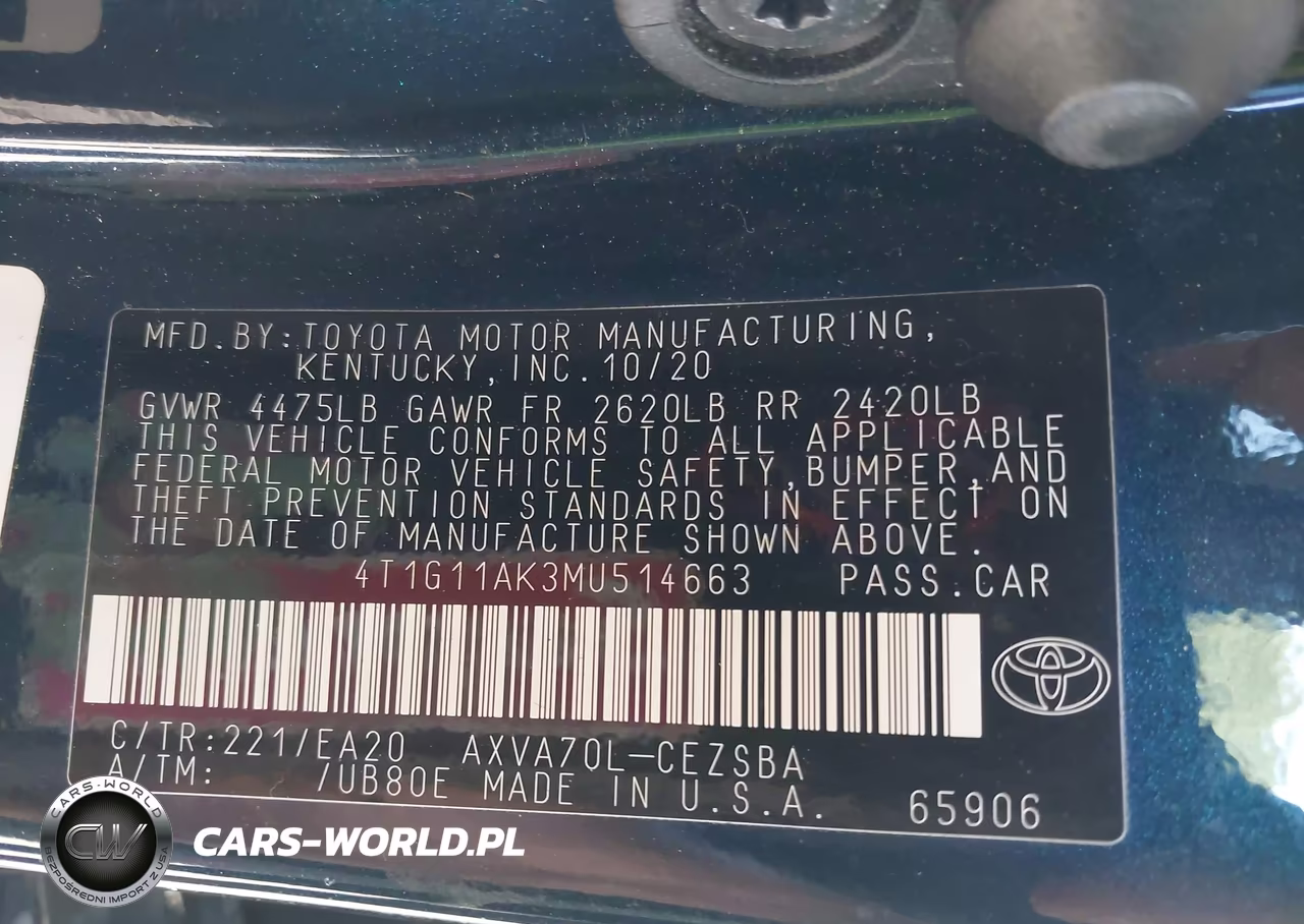 2021 Toyota Camry Se VIN:4T1G11AK3MU514663 - 9