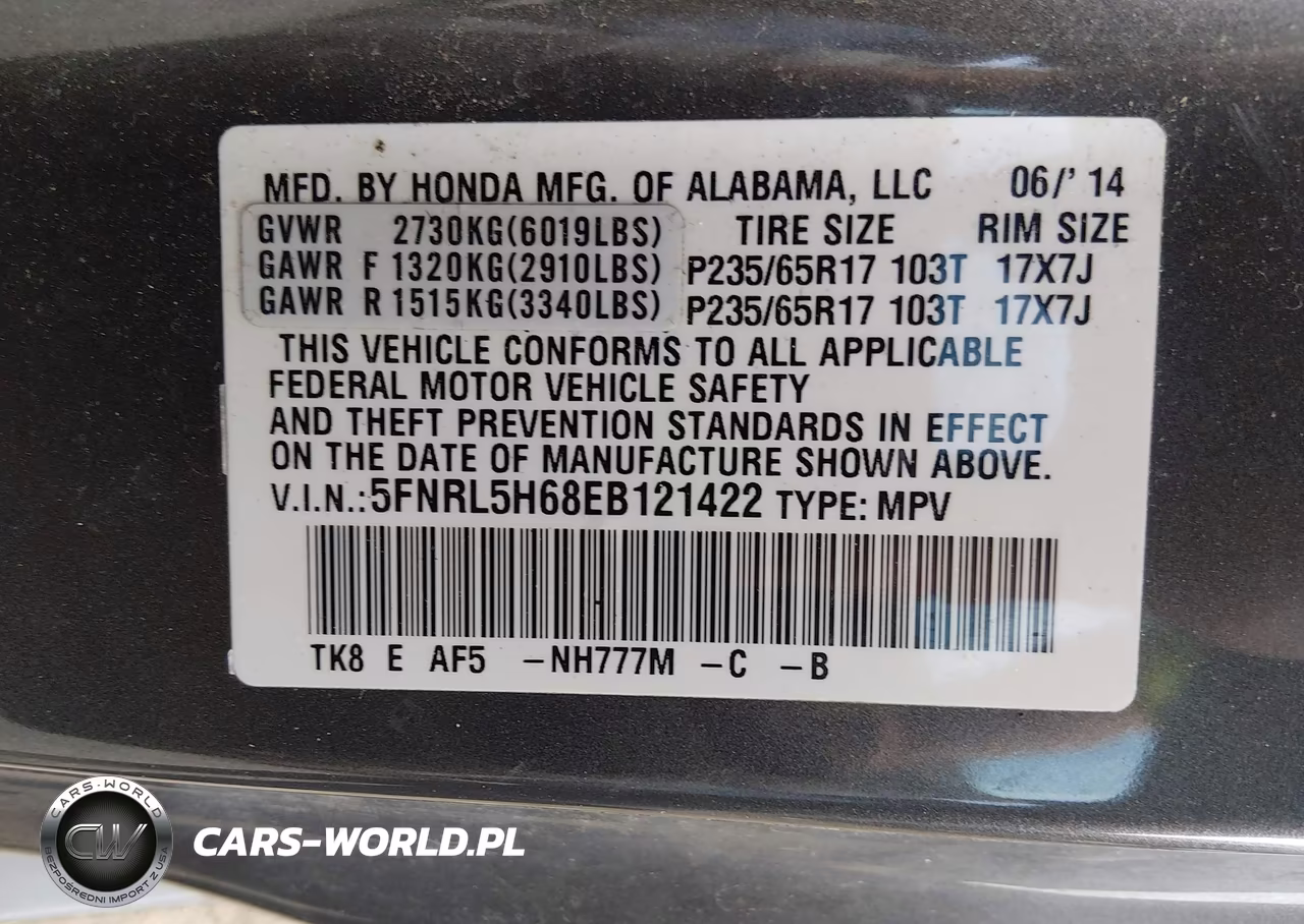 2014 Honda Odyssey Ex-L VIN:5FNRL5H68EB121422 - 9