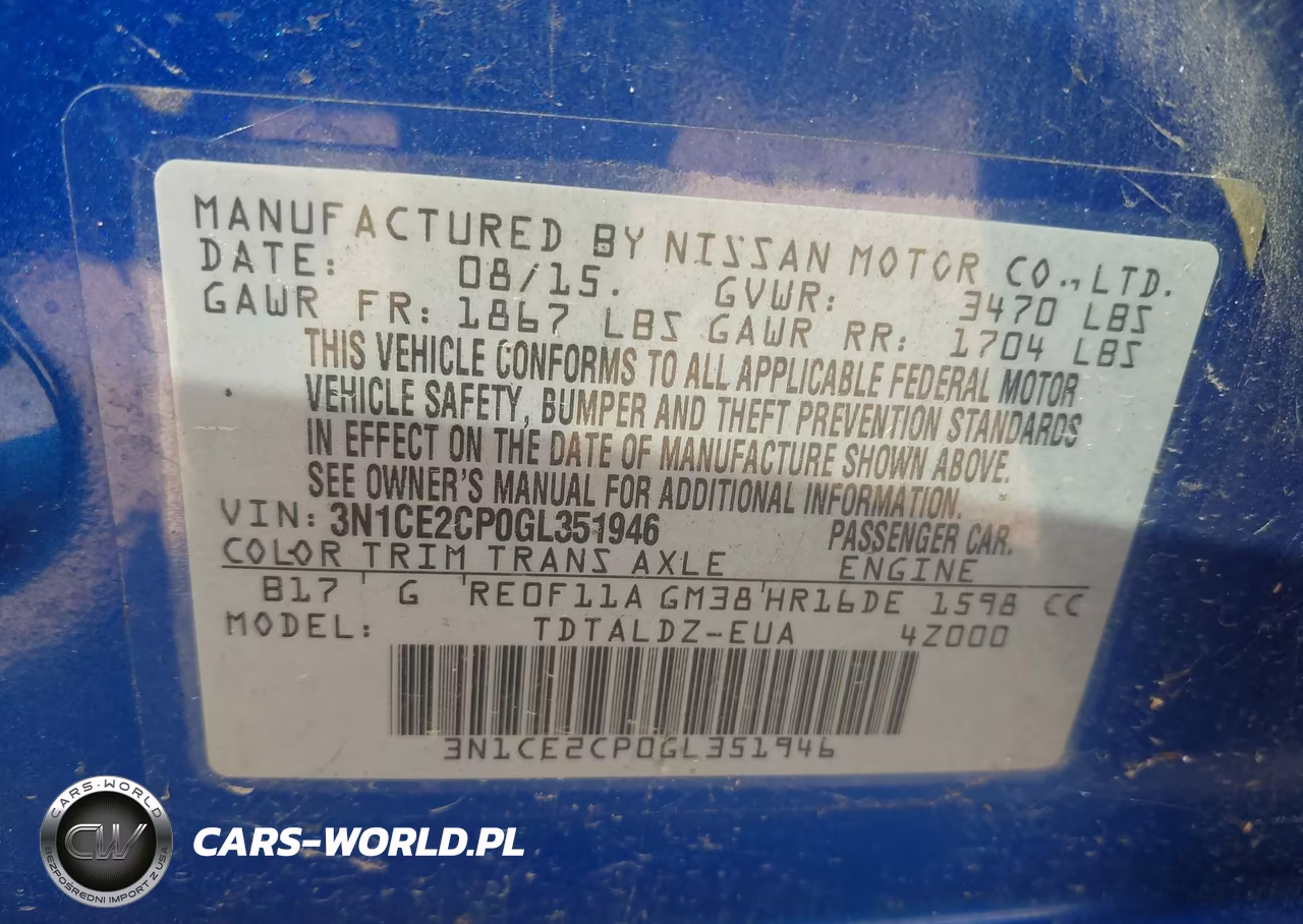 2016 Nissan Versa Note S (Sr)-S Plus-Sl-Sr-Sv VIN:3N1CE2CP0GL351946 - 9