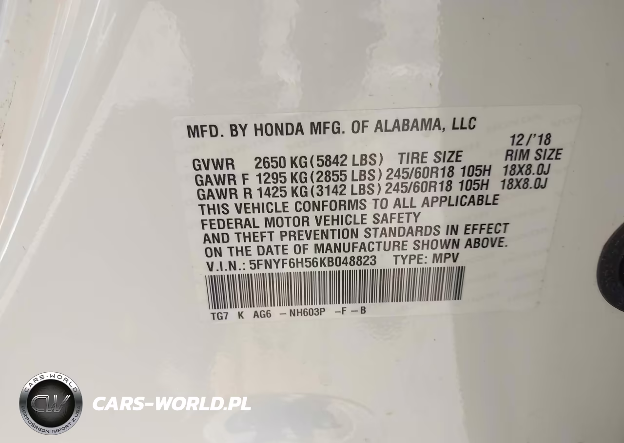 2019 Honda Pilot Ex-L VIN:5FNYF6H56KB048823 - 9
