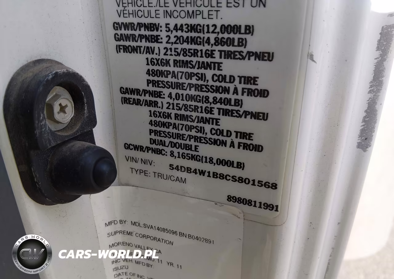 2012 Isuzu Npr VIN:54DB4W1B8CS801568 - 8