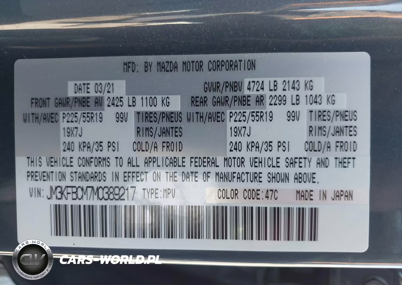 2021 Mazda Cx-5 Carbon Edition VIN:JM3KFBCM7M0389217 - 9