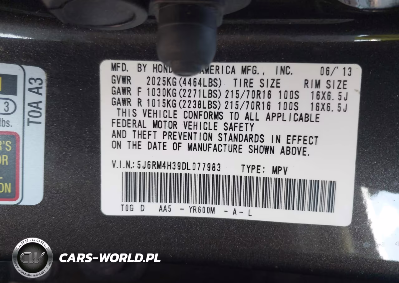 2013 Honda Cr-V Lx VIN:5J6RM4H39DL077983 - 9