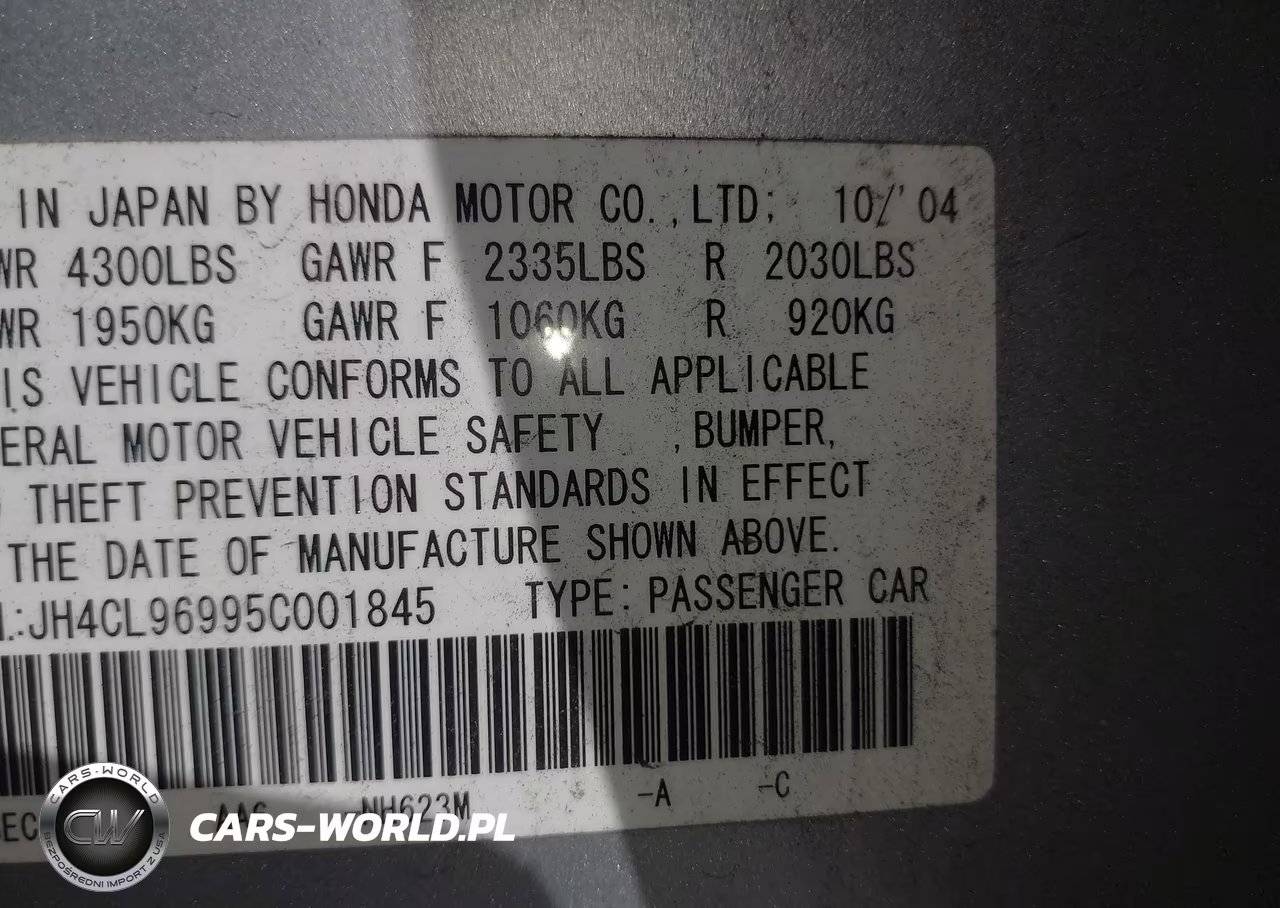 2005 Acura Tsx VIN:JH4CL96995C001845 - 9