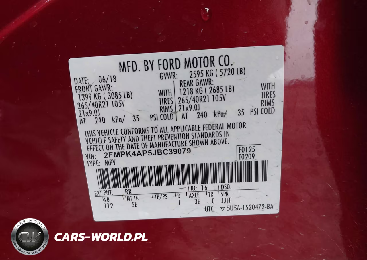 2018 Ford Edge Sport VIN:2FMPK4AP5JBC39079 - 9