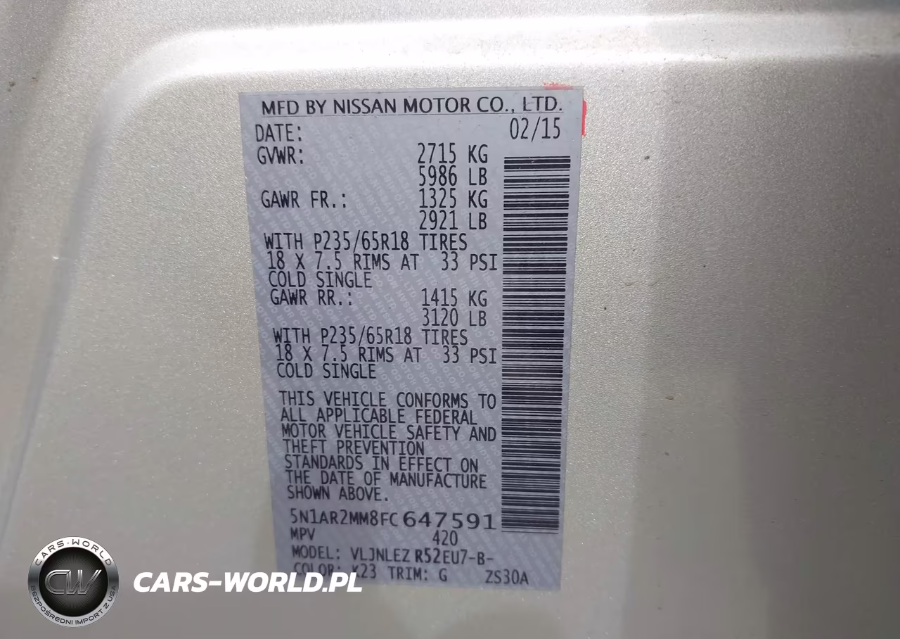 2015 Nissan Pathfinder Platinum-S-Sl-Sv VIN:5N1AR2MM8FC647591 - 9