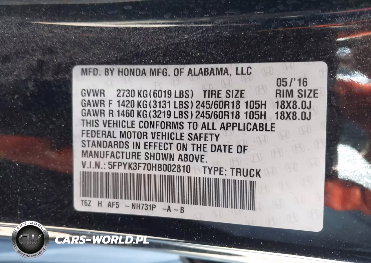 2017 Honda Ridgeline Rtl-E VIN:5FPYK3F70HB002810 - 9