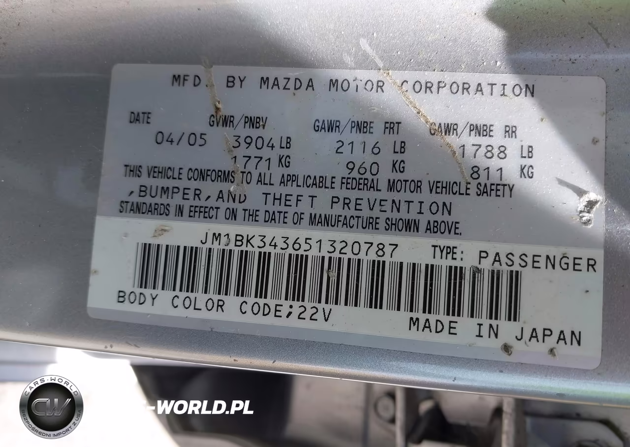 2005 Mazda Mazda3 S VIN:JM1BK343651320787 - 9