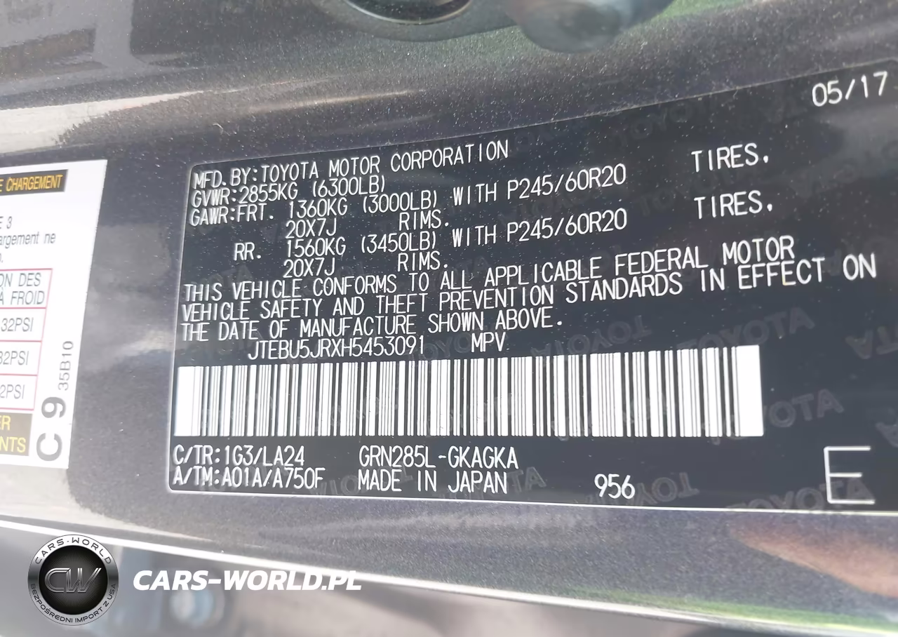 2017 Toyota 4Runner Limited VIN:JTEBU5JRXH5453091 - 9