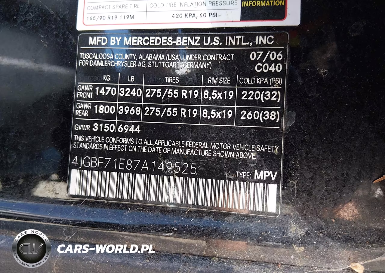 2007 Mercedes-Benz Gl 450 4Matic VIN:4JGBF71E87A149525 - 9