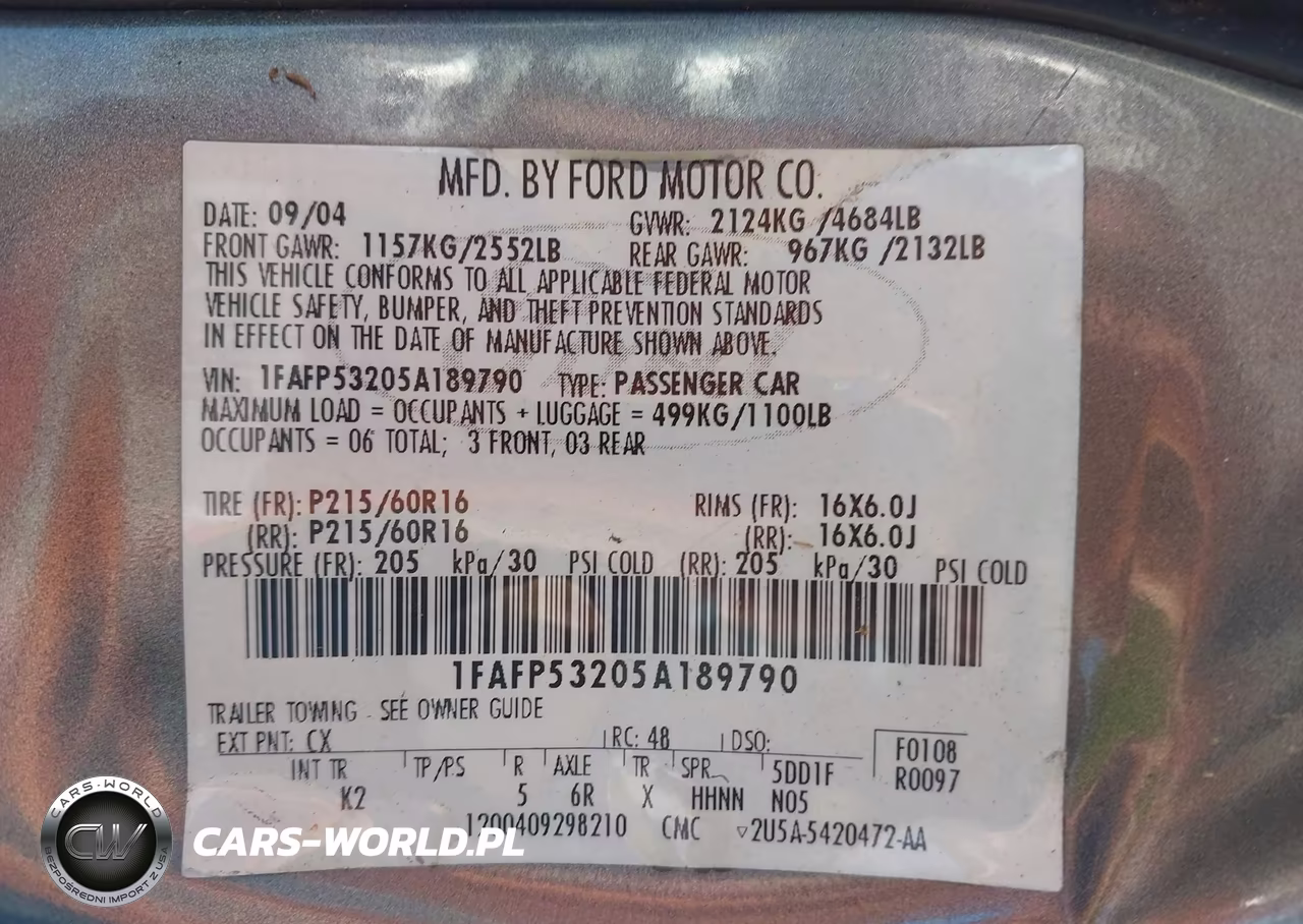 2005 Ford Taurus Se VIN:1FAFP53205A189790 - 9
