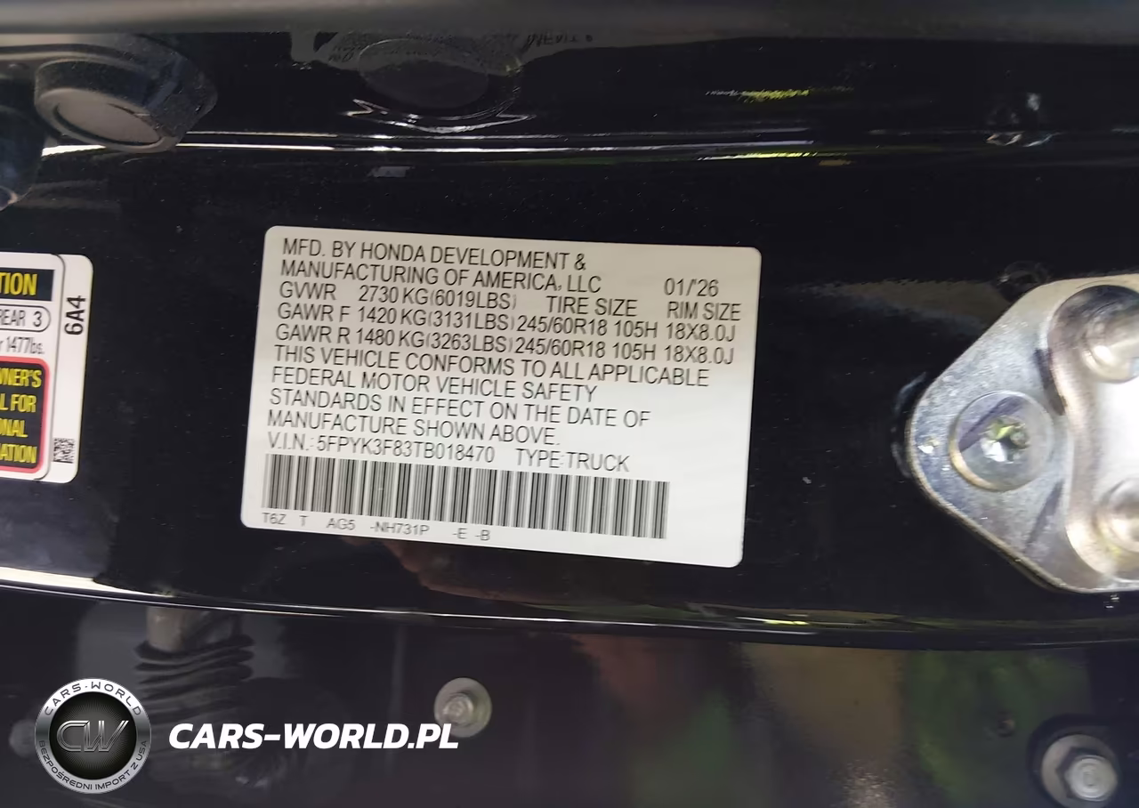 2026 Honda Ridgeline Black Edition VIN:5FPYK3F83TB018470 - 9