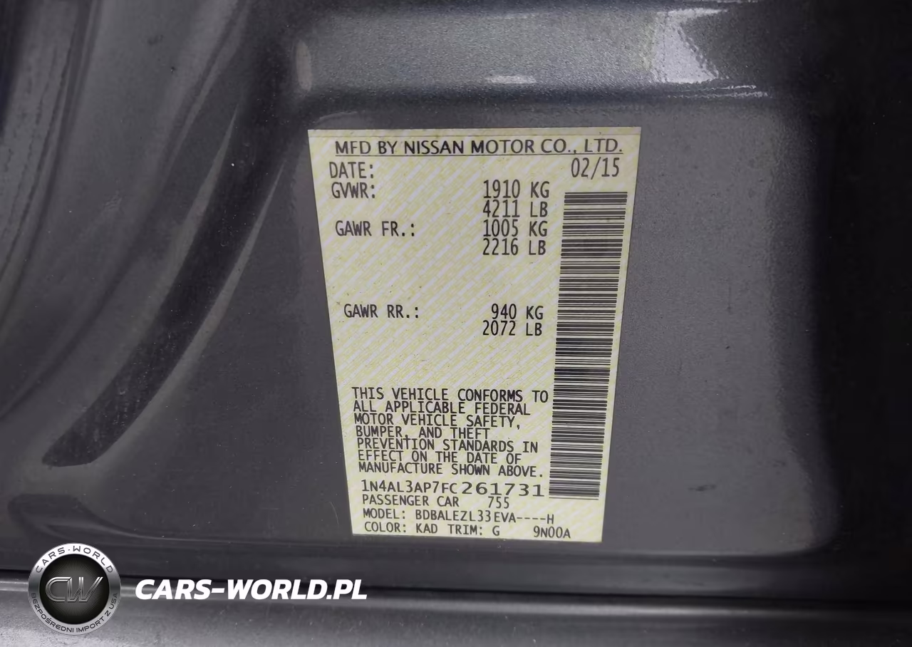 2015 Nissan Altima 2.5 S VIN:1N4AL3AP7FC261731 - 9