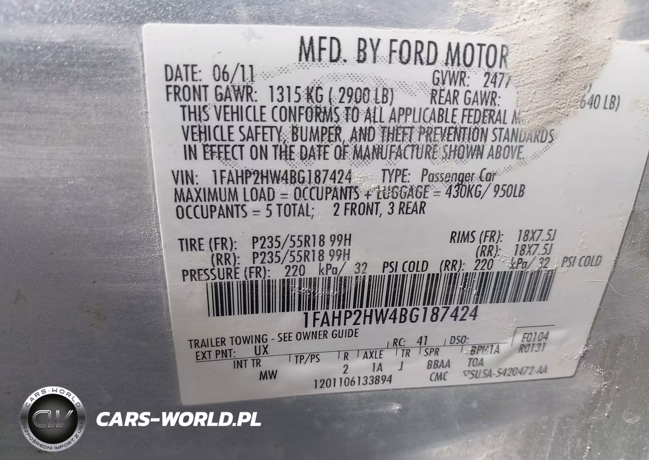 2011 Ford Taurus Sel VIN:1FAHP2HW4BG187424 - 9