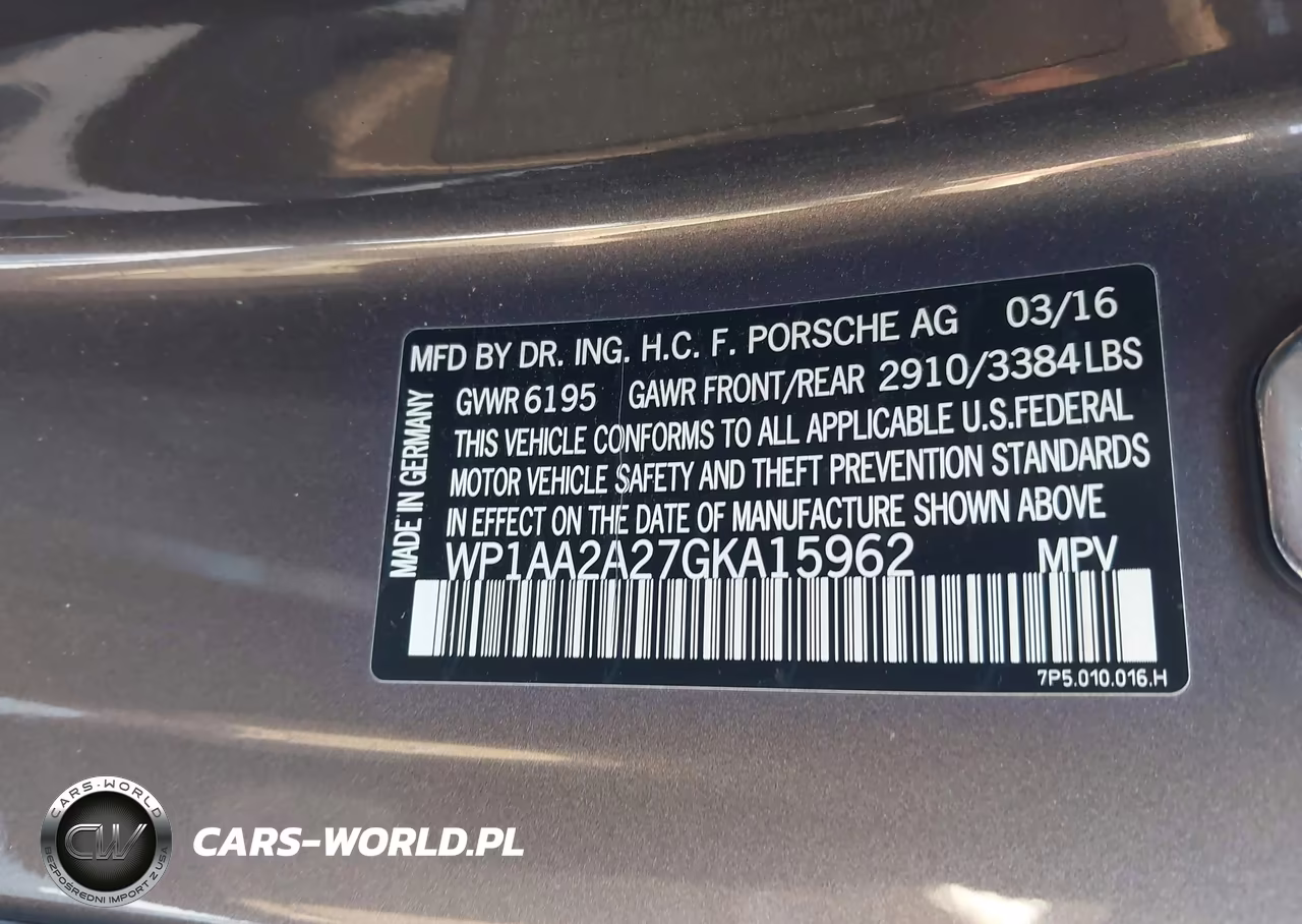 2016 Porsche Cayenne VIN:WP1AA2A27GKA15962 - 9