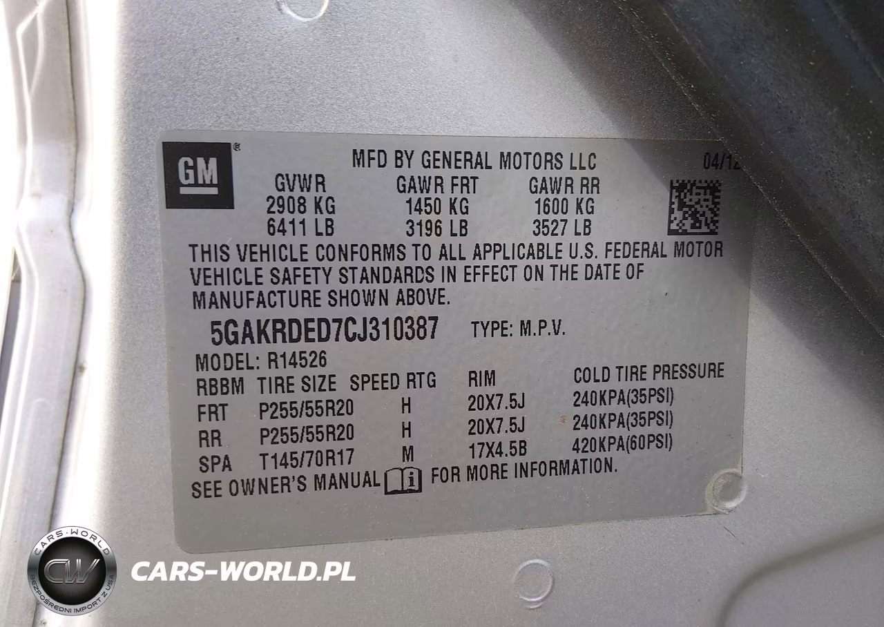 2012 Buick Enclave Premium VIN:5GAKRDED7CJ310387 - 9
