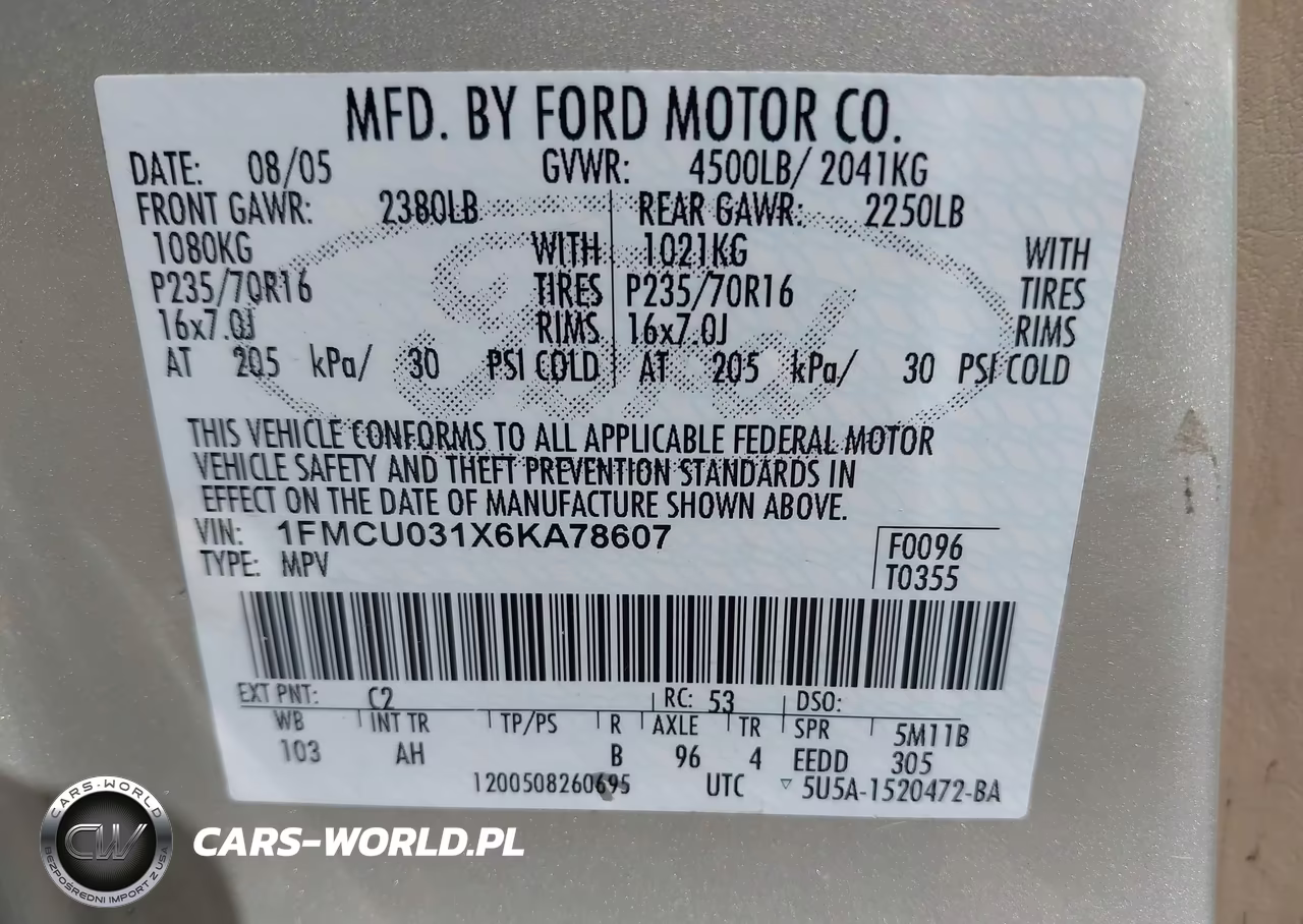 2006 Ford Escape Xlt-Xlt Sport VIN:1FMCU031X6KA78607 - 9