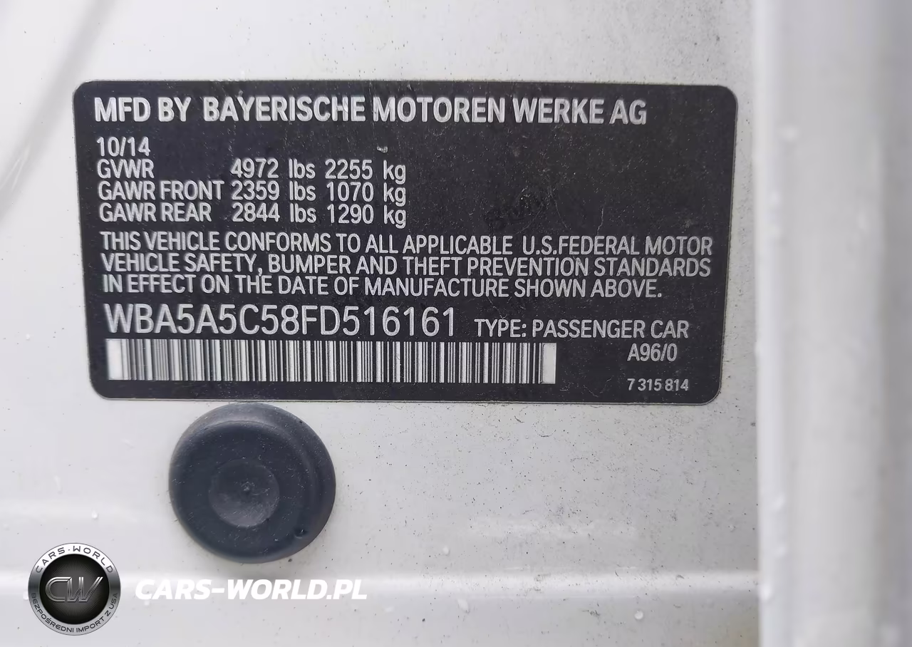 2015 BMW 528I VIN:WBA5A5C58FD516161 - 9