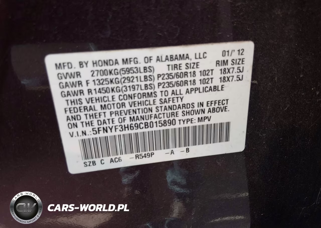2012 Honda Pilot Ex-L VIN:5FNYF3H69CB015890 - 9