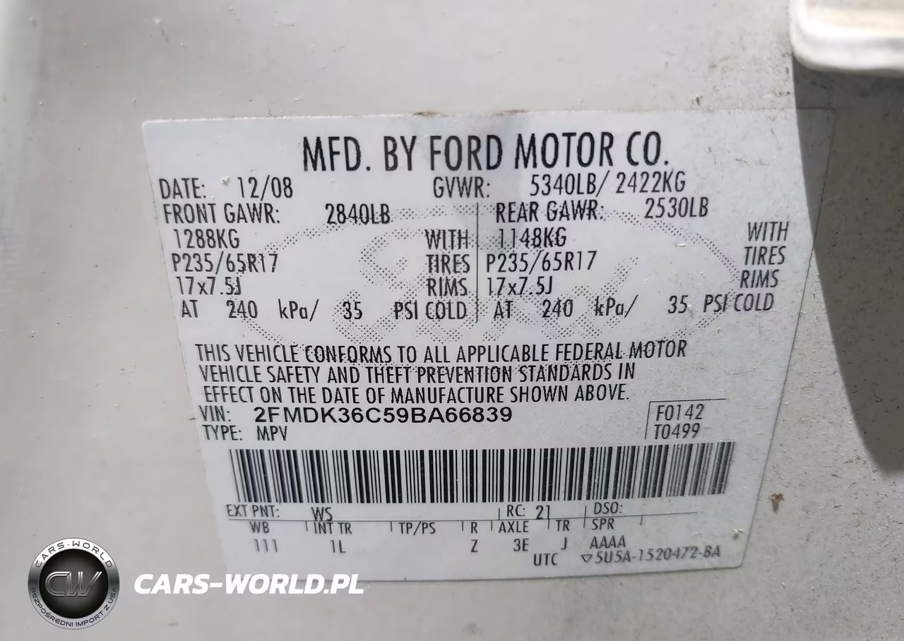 2009 Ford Edge Se VIN:2FMDK36C59BA66839 - 9