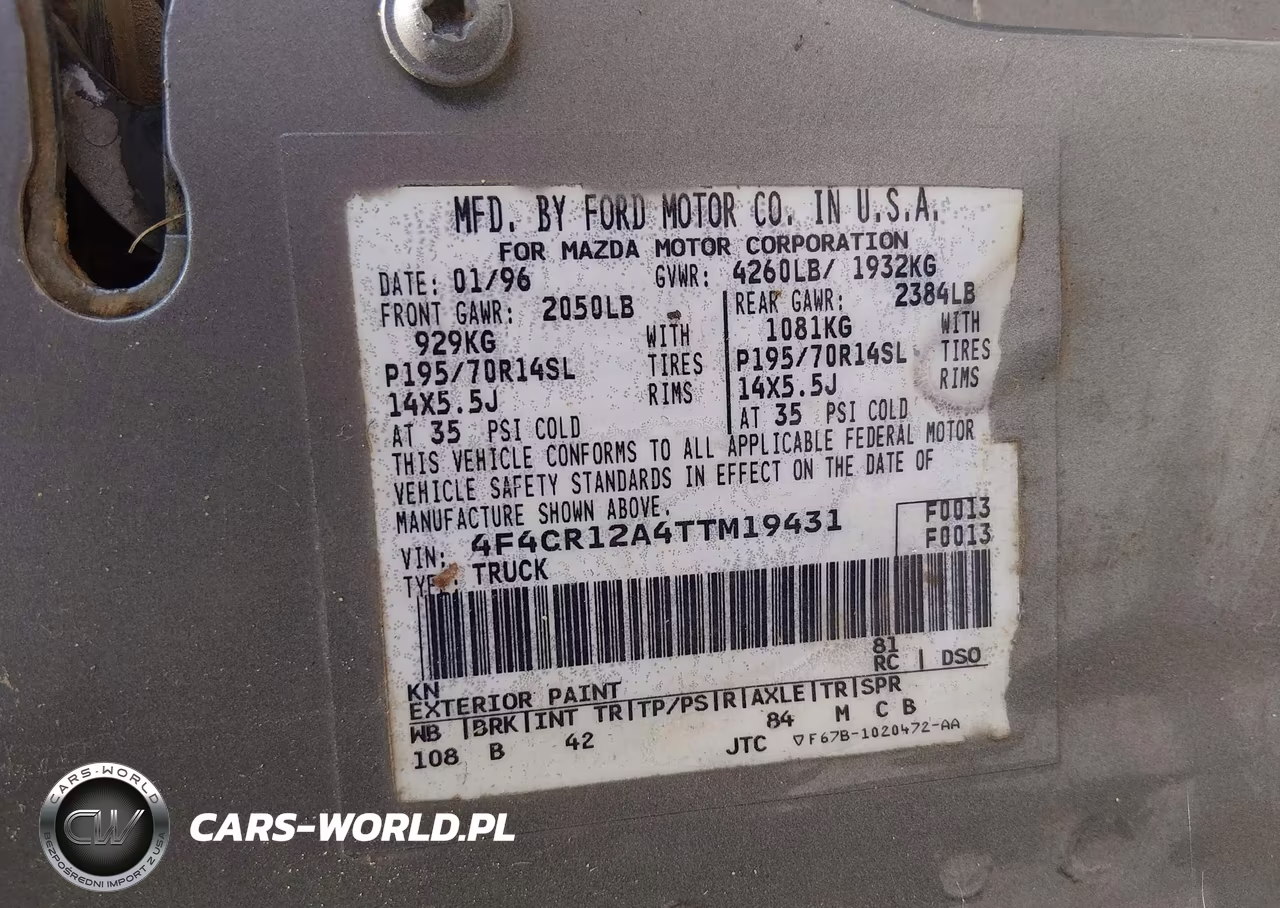 1996 Mazda B2300 VIN:4F4CR12A4TTM19431 - 9