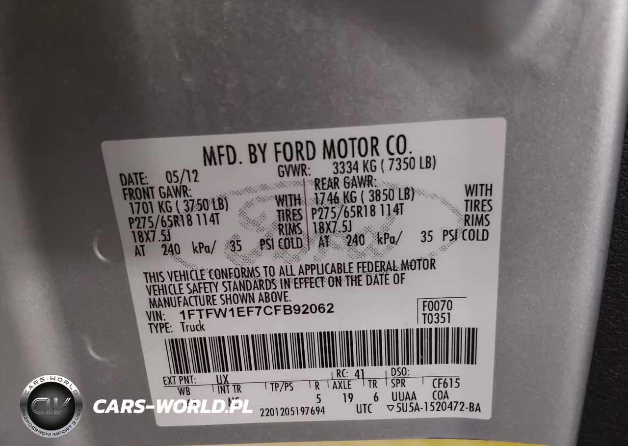 2012 Ford F150 Supercrew VIN:1FTFW1EF7CFB92062 - 9