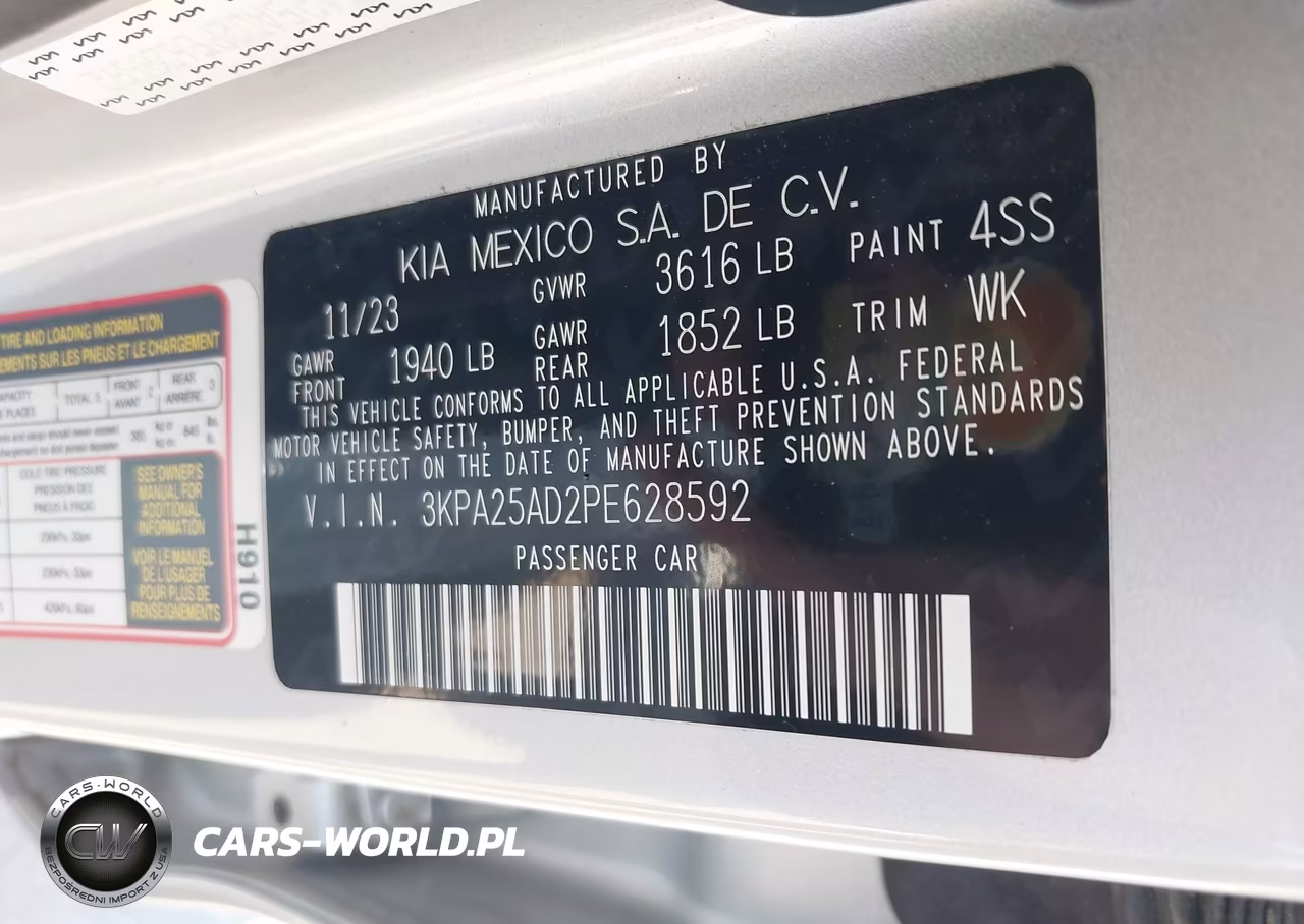 2023 Kia Rio 5-Door S VIN:3KPA25AD2PE628592 - 9