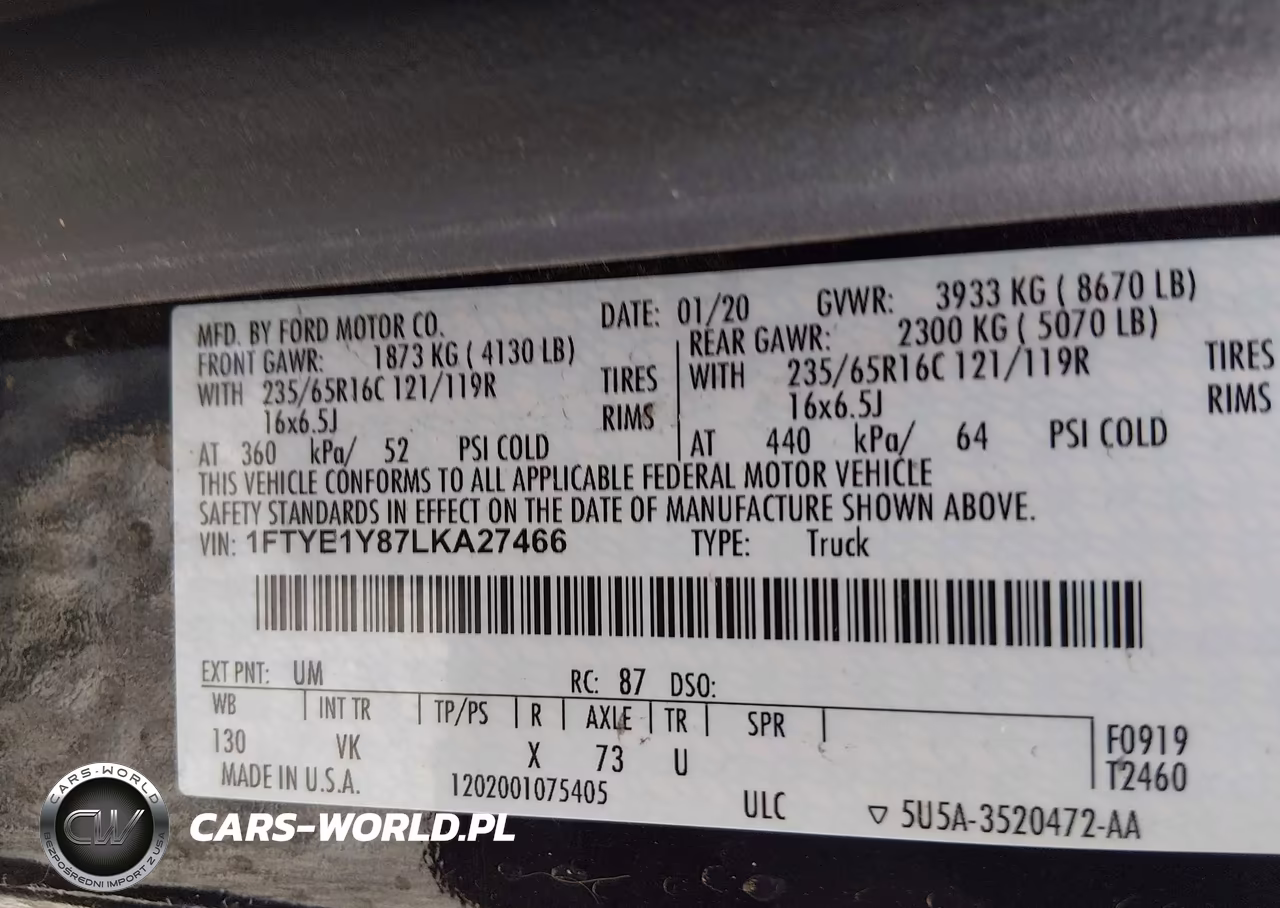 2020 Ford Transit-150 VIN:1FTYE1Y87LKA27466 - 9