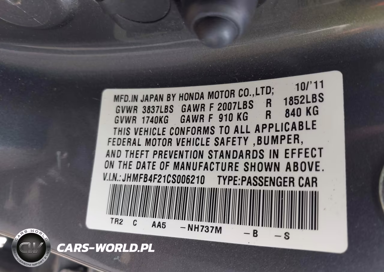 2012 Honda Civic Hybrid VIN:JHMFB4F21CS006210 - 9