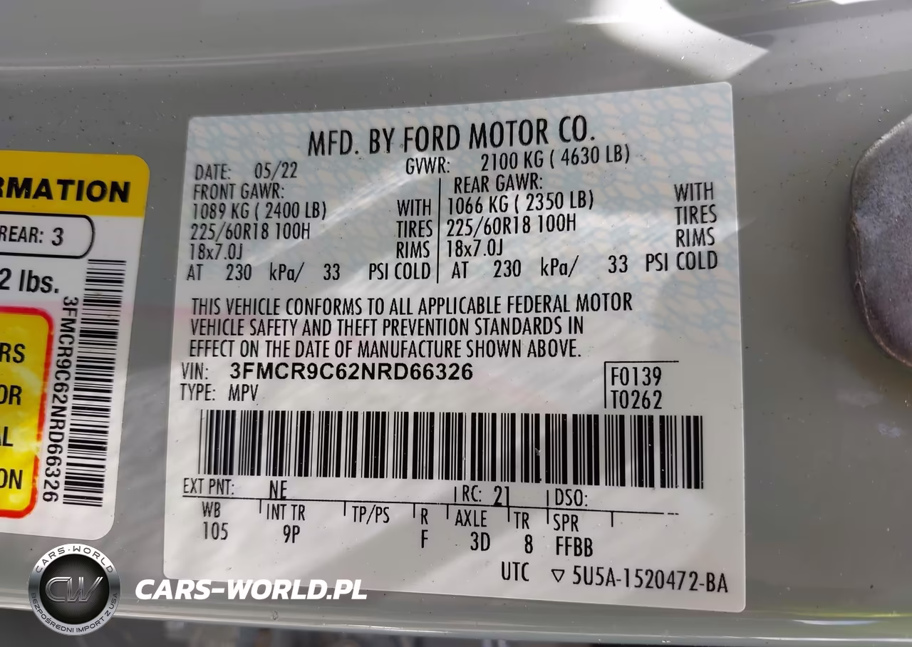2022 Ford Bronco Sport Outer Banks VIN:3FMCR9C62NRD66326 - 9