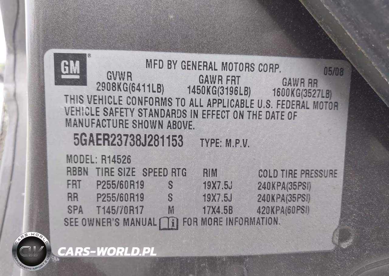 2008 Buick Enclave Cxl VIN:5GAER23738J281153 - 9