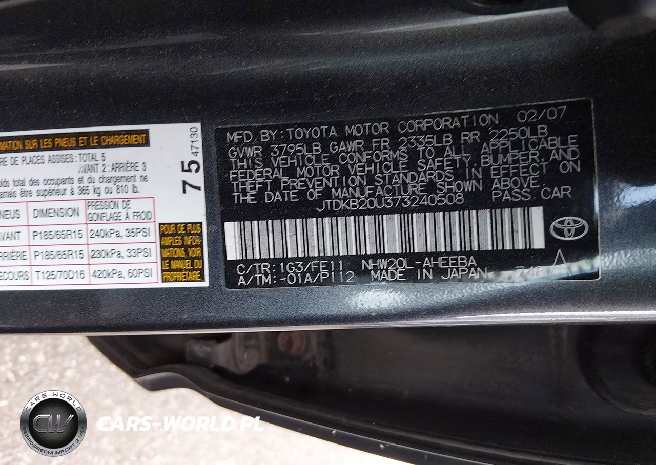2007 Toyota Prius VIN:JTDKB20U373240508 - 9