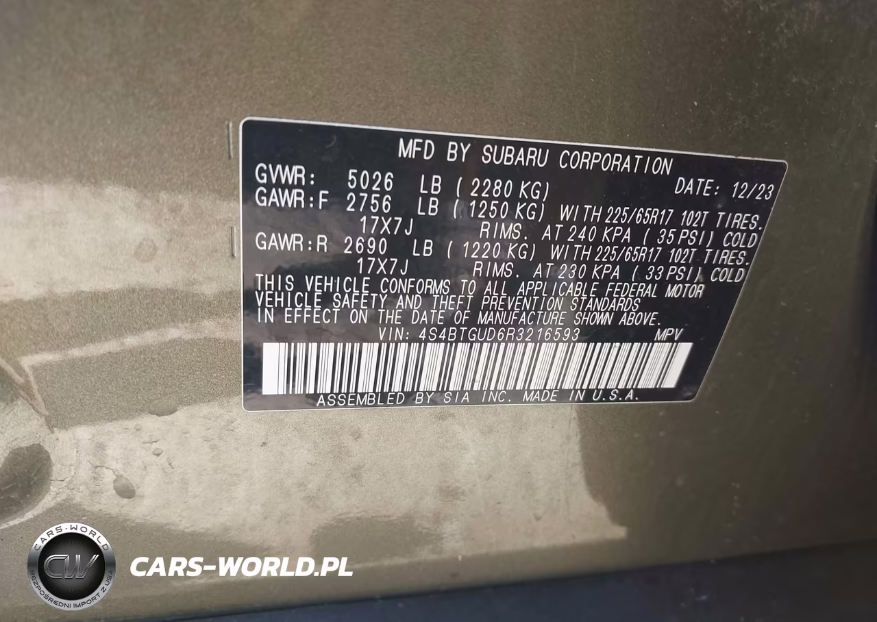 2024 Subaru Outback Wilderness VIN:4S4BTGUD6R3216593 - 9