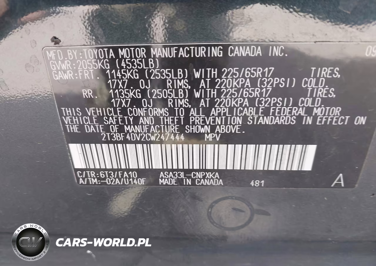 2012 Toyota Rav4 VIN:2T3BF4DV2CW247444 - 9