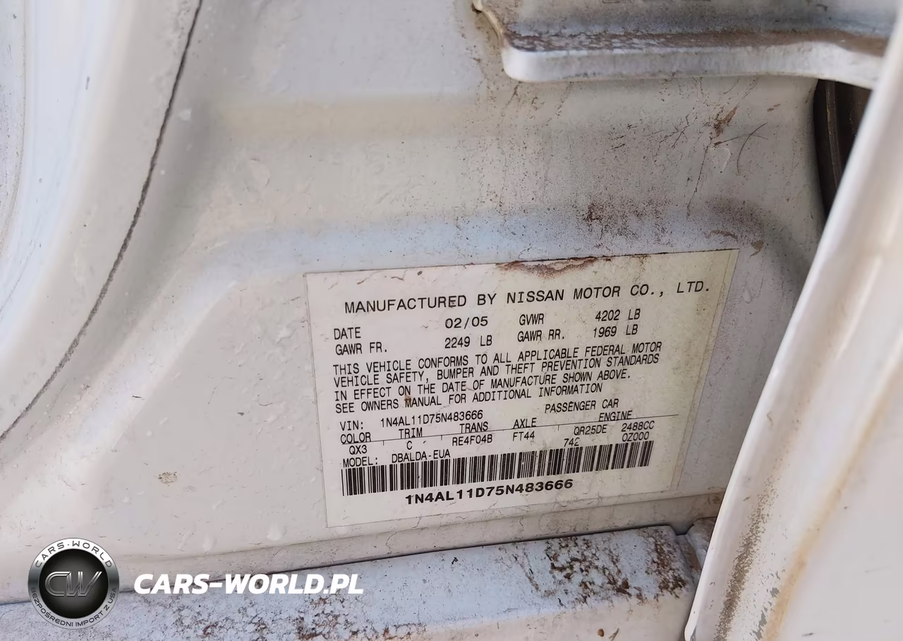 2005 Nissan Altima 2.5 S VIN:1N4AL11D75N483666 - 9